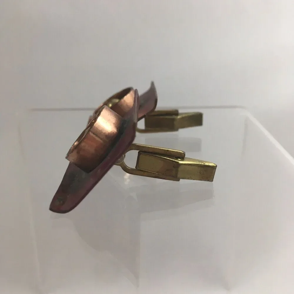 Copper Target Ball Abstract Cufflinks Square Modernist Sculpture Brutalist H1